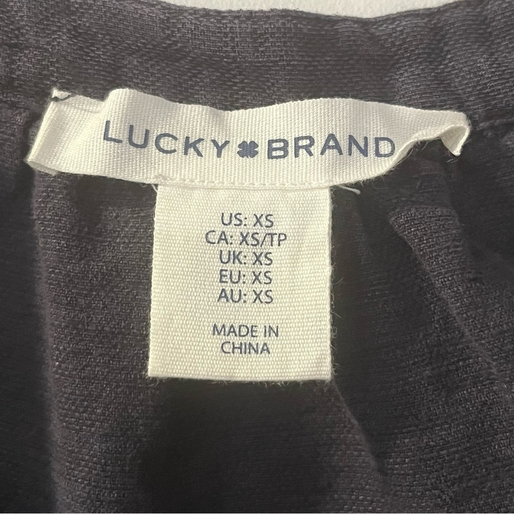 NWOT Lucky Brand NAVY‎ Button Down Midi Linen Blend Dress Women's Size XS - Picture 3 of 9